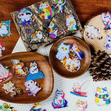 New Version Cute Colorful Cat Transparent PET Stickers (56 Pieces) - DIY Versatile Cat Decorative Stickers For Journal Embellishment & Laptops - 56PCS - View 1