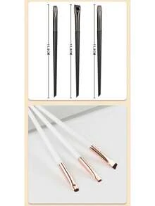 3Pcs Professional Precision Angled Brow Brushes Set, Synthetic Bristle Black Handle Eyeliner Brushes, Multi-Functional Makeup Brushes For Eyebrow, Eyeliner, Concealer, Daily Makeup & Cosmetic Travel - Multicolor - View 8