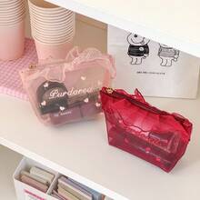 Túi đựng mỹ phẩm lưới xếp ly chất lượng cao, dễ thương, túi đựng đồ trang điểm tiện dụng theo mùa dành cho học sinh. - Nhiều màu - Xem 4