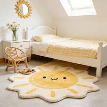 1 pieza Alfombra decorativa con sol para habitación infantil, decoración de dormitorio, alfombra pequeña para sala de juegos, decoración del hogar, alfombra de dormitorio, decoración de sala de estar, alfombra para exteriores, alfombra lavable - Multicolor - Ver 11