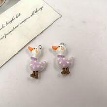 5/10 pièces Pendentif plat 2D nouveau animal oie, pour la fabrication de bijoux, l'artisanat de résine, fond plat - couleur aléatoire - Multicolore - Voir 7