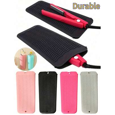 Portable Silicone Heat Resistant Mat, Double Layer Insulation Mat, Travel Pouch/Case, Heat Resistant Up To 480°F, Non-Slip Insulation Pad, Suitable For Travel Makeup Bag And Hair Tool Box