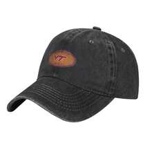 Virginia Tech Hokies Vintage Washed Cotton Denim Baseball Cap Unisex Solid Color Adjustable Dad Hat Soft Lightweight Sun Hat For Outdoor Travel Sunshade Hat Vacation Street Style Fan Gifts - màu đen - Xem 2