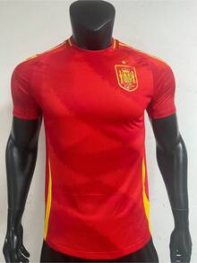 2024 Spain Home Red Soccer Jersey, Unisex National Team Football Shirt, Vintage Streetwear Sportswear, Perfect Gifts, Gym Athletic Training Top - Mặc định - Xem 1