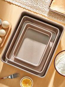 1pc Gold Carbon Steel Non-Stick Baking Tray, Large Size Baking Sheet Suitable For Baking Cookies, Bread, Cakes, Available In Rectangle/Square, Large/Medium/Small, Deep/Shallow Baking Pans, Suitable For Baking And Roasting - Gold - View 3