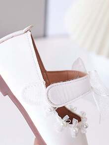 1 par de zapatos de niña con suela blanda y antideslizante, con puntera cuadrada y redonda, zapatos de princesa versátiles y de moda, adecuados para primavera y verano - Blanco - View 6