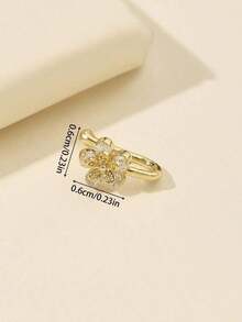 1pc Rhinestoned Flower Shape U-Type Nose Clip Non-Piercing Nose Ring, Daily Wear For Women - 1PC - 查看 6