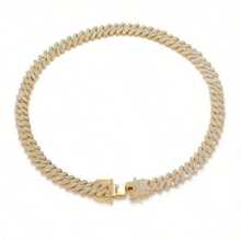 Hiphop Rhombus Cuban Link Pet Necklace, Inlaid With Shiny Rhinestones, Suitable For Small, Medium And Large Dogs And Cats, Hiphop Collar Accessory For Daily Wear Or Festivals - Multicolor - View 4