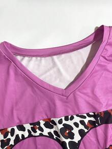 Camiseta suelta vintage de los años 90 y 2000 - Camiseta gráfica con estampado de leopardo morado para streetwear, camiseta casual de mujer con estampado - Camiseta ancha de los 90 con estampado de leopardo morado para el verano - Multicolor - Ver 5