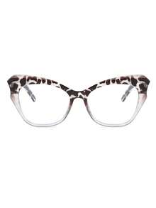 1 Pair Women's Gradient Leopard Print Exaggerated Fashion Flat Glasses - Top: Tofu Curd, Bottom: Clear - View 4