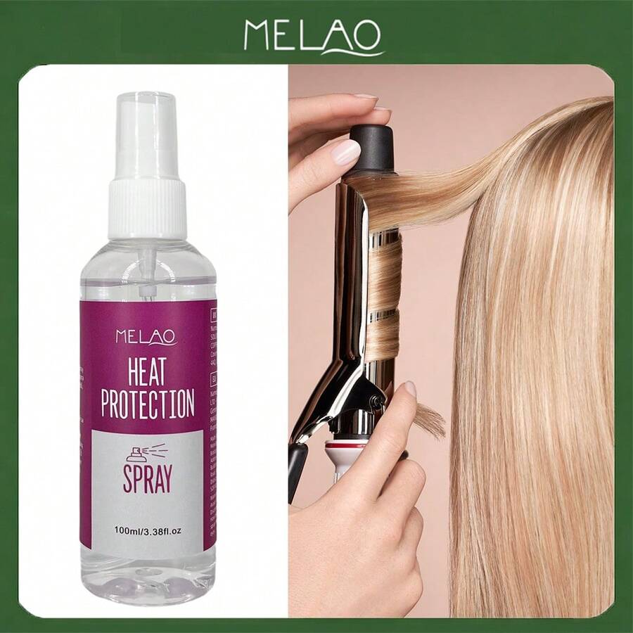 Hitzeschutzspray, MELAO Hitzeschutzspray für Haare, 100ml Hitzeschutzspray für Lockenstab & Glätteisen, verhindert Hitzeschäden, verleiht Glanz & Geschmeidigkeit, leichte Formel, Anti-Frizz, 100ml/3,38 fl.Oz - 100 ml - Übersicht 1