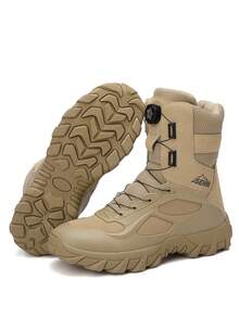 Men's Outdoor High-Top Rotating Button Hiking Boots, Outdoor Trekking Boots, Stylish Riding Shoes - Khaki - View 1