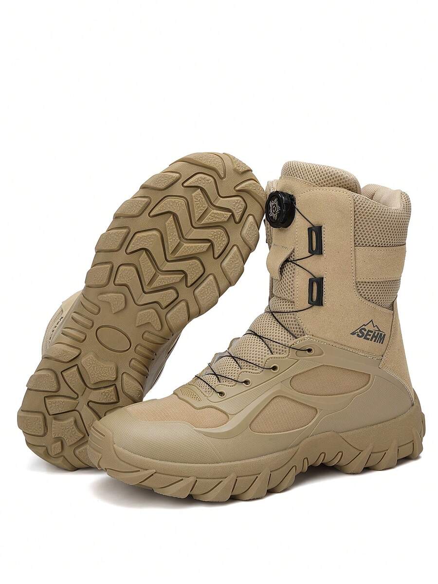 Men's Outdoor High-Top Rotating Button Hiking Boots, Outdoor Trekking Boots, Stylish Riding Shoes - Khaki - View 1