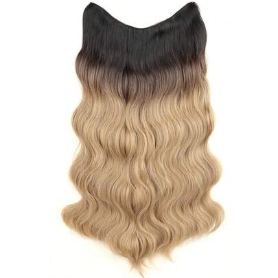 Extensiones de cabello sintéticas de onda natural de 22 pulgadas de largo, color negro, con clip en forma de U, inspiración para peinados de mujer en vacaciones, atuendos de Día de San Valentín y de verano