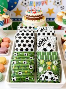 100pcs Football Themed Gift Bags, Self-Sealing Bags Suitable For Birthday Party Favors, Baby Shower Decorations, Gender Reveal Cookies, Football Themed Treats, Baby Shower Decor, Welcome Baby Shower Supplies, Baking Packaging, Football Game Day Decorations, Football Themed Birthday Party Decor, Baby Boy Party Supplies, Football Print Plates For Sports Events, 1st Birthday Gifts - Football - View 3