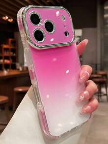 适用于 17 Pro Max、17 Pro、17、16 Pro Max、16 Pro、16、15 Pro Max、15 Pro、15、14 Pro Max、14 Pro、14、13 Pro Max、13 Pro 的奢华渐变闪粉大窗口摄像头手机壳，时尚闪亮防震保护套 - 玫紅色 - 查看 3