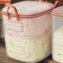 Large Capacity Clothing Storage Bag, Transparent Zipper Handle Moving Bag, Ideal For Clothes, Blankets, Bedding, Organize Easily - View 3