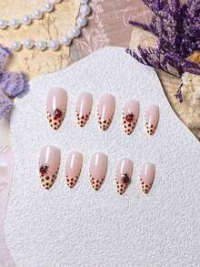 10pcs Handmade Almond-Shaped Light Pink French Manicure Nail Stickers, Featuring Delicate Hand-Painted Light Pink French Tip Design. These Elegant, Romantic, Minimalist Nail Stickers Are High-End, Sexy, Lightweight And Luxurious, Suitable For Daily Wear, Dates, Concerts And Light Business Occasions. A Perfect Gift For Women And Girls. - Nhiều màu - Xem 5