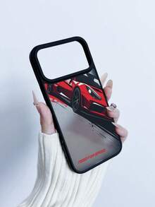 1pc Black Matte Transparent Phone Case With Red Sports Car Design, Compatible With IPhone 17, 17 Pro, 17 Air, 17 Pro Max, 11, 11 Pro, 11 Pro Max, 12, 12 Pro, 12 Pro Max, 13, 13 Pro, 13 Pro Max, 14, 14 Pro, 14 Plus, 14 Pro Max, 15, 15 Pro, 15 Plus, 16, 16 Pro, 16 Pro Max, 16 Plus - Black - View 2