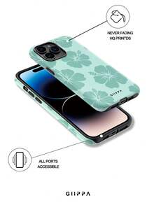 Una elegante funda para teléfono que no incluye cordón ni soporte, 1 pieza, funda para 17 Pro con diseño floral tropical verde menta, compatible con 16/15/14 Pro, funda para teléfono coreana elegante e interesante, adecuada para 11/12/13/14/15/28 Pro Plus, diseño elegante para hombres y mujeres, regalo para Navidad, Día de San Valentín, Pascua, temporada de bodas y cumpleaños para novia. - Multicolor - Ver 3