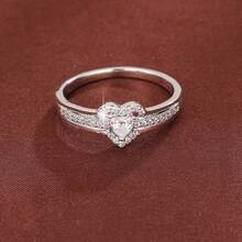 1 chiếc nhẫn nữ hình trái tim thanh lịch đính đá Cubic Zirconia, thích hợp làm quà tặng dịp lễ. - Nhiều màu - Xem 8