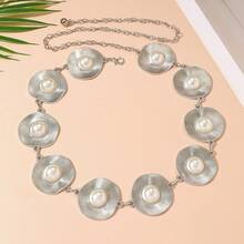 1PC New Fashion Bohemian Style Waist Chain Navel Chain Women's Light Luxury High-End Belt For Dress Waist Decoration - 10-3626 銀色 - 查看 9