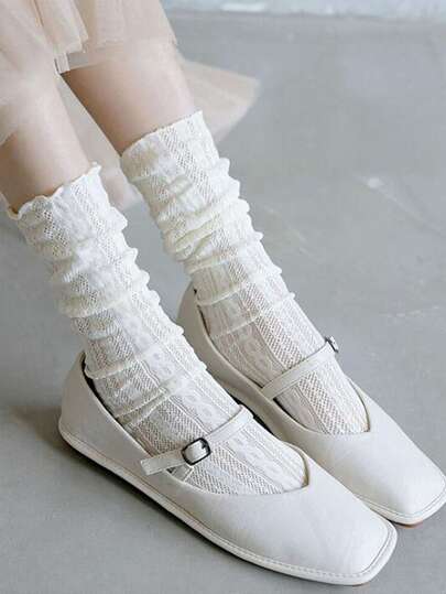 1 par de calcetines de media pantorrilla transparentes y finos de estilo japonés de malla blanca para uso diario, fiesta y club para mujeres