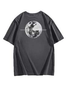Japanese Style Women Loose Casual Versatile Printed Short Sleeve T-Shirt Summer - Dark Grey - View 3
