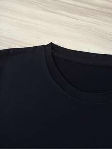 Camiseta blanca de moda para hombre con estampado de letras de Los Ángeles, casual, versátil, cómoda y ligera, ideal para deportes diarios y vacaciones, conjunto de moda - Negro - Ver 3