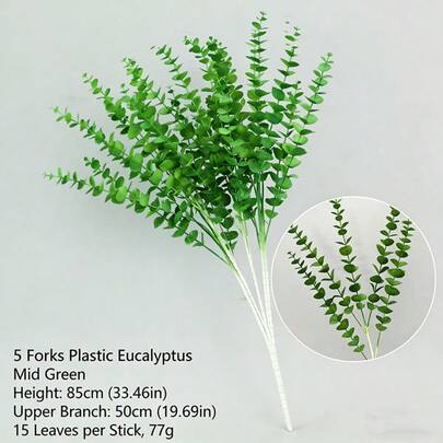 1pc Lifelike Eucalyptus Leaves Stems (5 Packs) - 85cm Tall Fake Greenery Sprigs For DIY Flower Arrangement, Home & Party Decoration