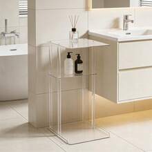 C型透明亚克力三层边桌，可用作沙发边桌、客厅小吃桌、现代床头柜、纤薄浴室床头柜 - 查看 5