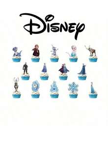 Disney 14件套冰雪艾莎主题蛋糕装饰插牌，DIY家居蛋糕装饰，派对蛋糕装饰签 - 彩色 - 查看 2