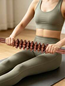 Wooden Massage Roller Tool, Manual Massage Roller Stick For Sculpting, Lymphatic Drainage, Exfoliating, As Well As Wooden Muscle Roller Stick For Waist, Thigh And Abdomen, Suitable For School, Back To School, Travel, Home, Spa, Massage Tools, Massage And Various Uses - Multicolor - View 5