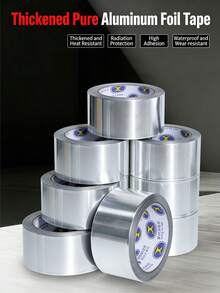 1 Roll Aluminum Foil Tape, 50u Thickness, 20m Length, 5cm Width, Perfect For Insulation, Repair, And Industrial Use - Width 50mm - View 1