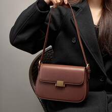 High-End Niche Design Genuine Leather Women's Underarm Bag, Spring/Summer Fashion Tofu Bag, Shoulder And Crossbody Bag - Grayish White - View 5