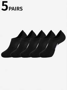 1/5 paires de chaussettes invisibles pour femmes, chaussettes de sport, chaussettes basses, chaussettes respirantes matelassées à rayures blanches et noires pour le sport, la course, le fitness - Multicolore - Voir 7