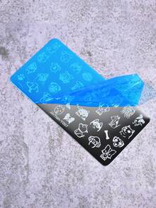 1pc Nail Art Stamping Plate, Landscape, Animal, Puppy, Floral Pattern Stainless Steel Nail Stamping Template Tool - Silver - View 4