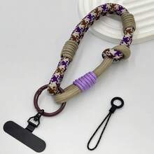 DIY 2-In-1 Mobile Phone Universal Lanyard, Wrist Short Lanyard, 360 °   Rotating Metal Hanging Piece, Multi-Functional Wristband - Hồng - Xem 1