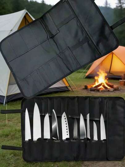 1pc Knife Storage Bag Portable Storage Bag, Canvas-Free Outdoor Portable Reel Picnic Bag Chef Knife Kit Chef Knife Kit Picnic Bag Knife Storage Bag, Large Capacity Roll Portable Storage Bag Chef Kit Chinese And Western Food Chef Knife Storage Bag Waterproof Storage Bag Multifunctional Knife And Fork Storage Bag Portable Storage Bag, Camping Props Storage Bag