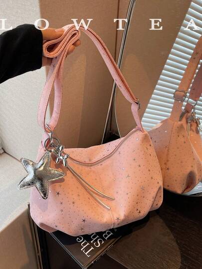 low tea 1 chiếc túi đeo vai vải phối màu tương phản, túi đeo vai kiểu dáng retro thời trang dành cho nữ, thiết kế quai xách đơn, khóa kéo, dây đeo vai có thể điều chỉnh để đeo vai hoặc đeo chéo, thích hợp cho du lịch, mua sắm, hẹn hò, làm quà tặng cho nữ, tuyệt vời cho đi làm, hoạt động ngoài trời, du lịch, leo núi (có mặt dây chuyền)