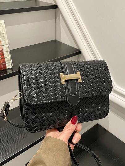 2026春季新款复古编织纹理简约通勤休闲单肩斜挎包 女士