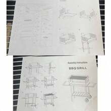 3 Größen Grill / Terrassenwagen Modell / Tragbares Outdoor Faltmodell / Multifunktions-Outdoor-Grill / Mit Seitentisch & Ablage / Terrassenkohlegrill - C - Übersicht 6