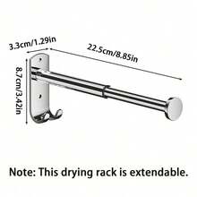 No-Drill Stainless Steel Hanger Organizer – Wall-Mounted Clothes Hanger Storage Rack,Made Of Thickened Stainless Steel With Strong Load-Bearing Capacity, Features A Telescopic Design. Easy To Install, Waterproof And Rust-Proof, Ideal For Organizing Hangers, Clothes, And Small Items In Balconies, Closets, And Bathrooms. - Multicolor - View 13