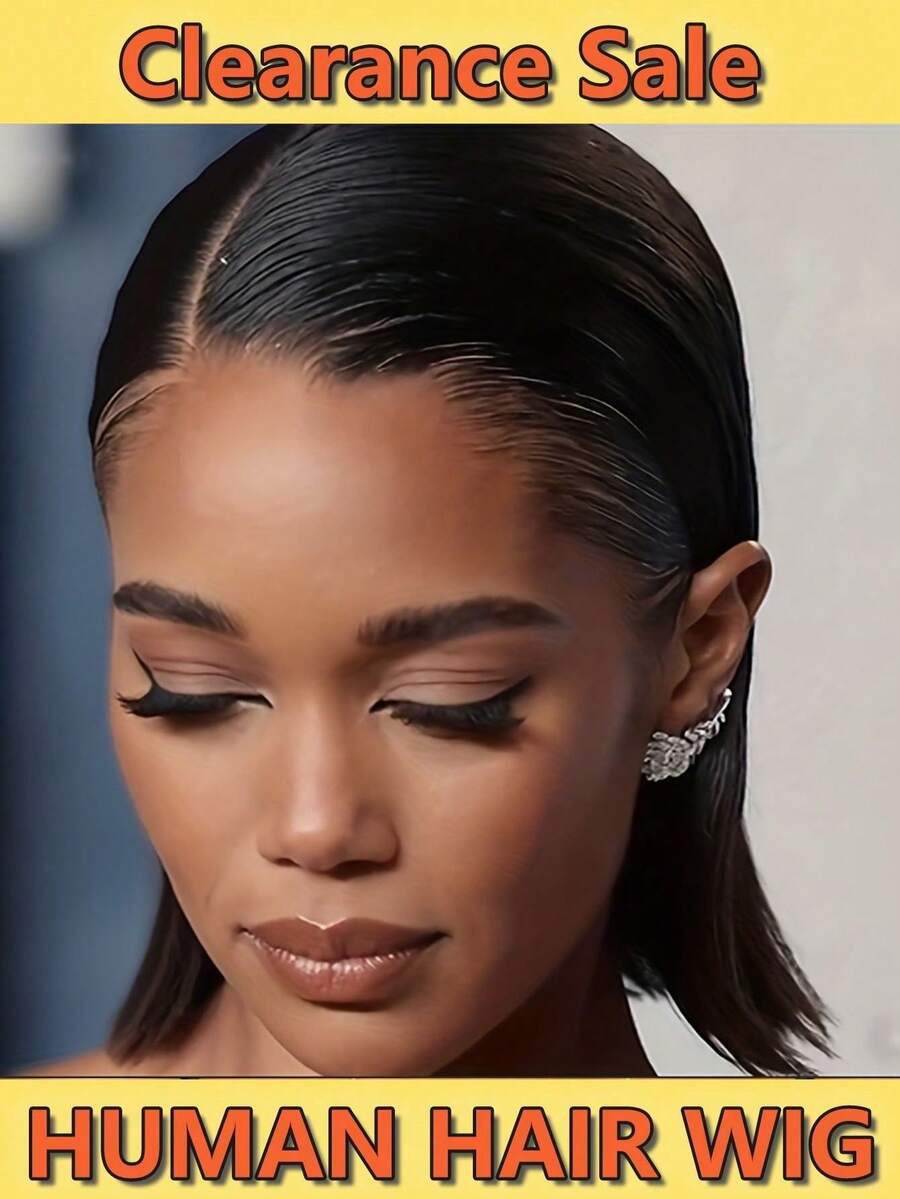 Human Hair Wigs Lace Front - Bob Straight Human Hair Lace Wig, HD Lace Pre-Plucked 13X6 13*4 Short Pixie Lace Front Wig, Remy Brazilian Hair, Human Hair Wigs Factory Wholesale - Natural Black - 查看 1
