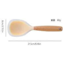 Wood Handle Silicone Rice Paddle Spoon, Lightweight Elegant Kitchen Rice Scoop With Standing & Hanging Hook Design, Healthy Harmless Non-Stick Spatula, Multiple Colors Available For Household Rice Cooker Daily Kitchen Cooking Use - View 8