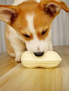 1pc Dog Chew Toy, Durable Squeaky Peanut Shaped Toy For Medium & Large Dogs, Corgi & Bulldog, Cute Plush Chew Toy For Dogs To Relieve Boredom, Durable & Tear-Resistant - Champagne - View 9
