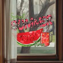 1 pieza Pegatinas de ventana de sandía vibrante de verano, con diseño de patrón de tiempo de verano dulce, pegatinas de PVC autoadhesivas y removibles, para decoración de pared de ventana de sala de estar, dormitorio, cocina, baño, oficina, de un solo uso, fácil de aplicar - A - Ver 6