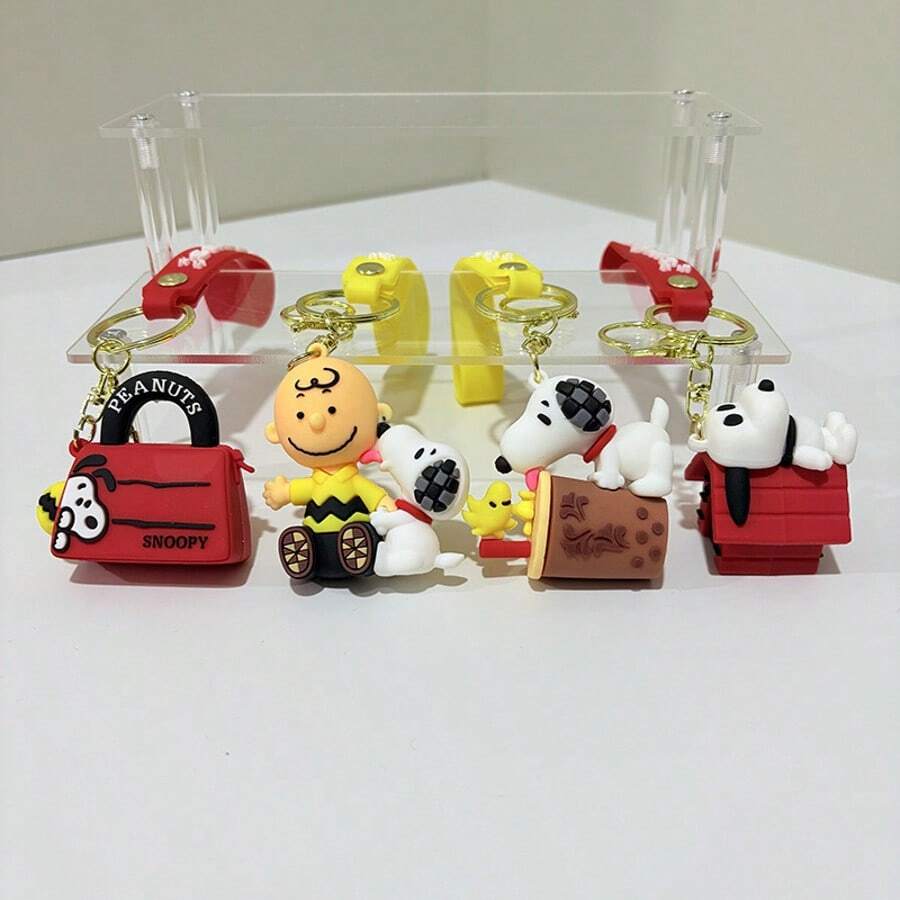 SNOOPY 1个太空史努比狗钥匙扣卡通可爱汽车钥匙扣女孩心形情侣包包挂件，新年礼物，情人节礼物，复活节礼物[随机款式] - 彩色 - 查看 1
