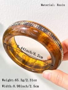 1 pieza Brazalete de estilo barroco retro con incrustaciones de rhinestone exagerado, brazalete de textura de madera abierto con decoración de remaches de estrella de varios elementos - Multicolor C - Ver 12