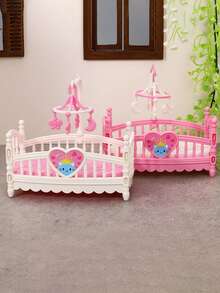 Doll Rocking Bed Decor Set, Realistic Furniture Series, Dollhouse Simulation Bedroom Rocking Bed Doll Accessory Set - Multicolor - View 1